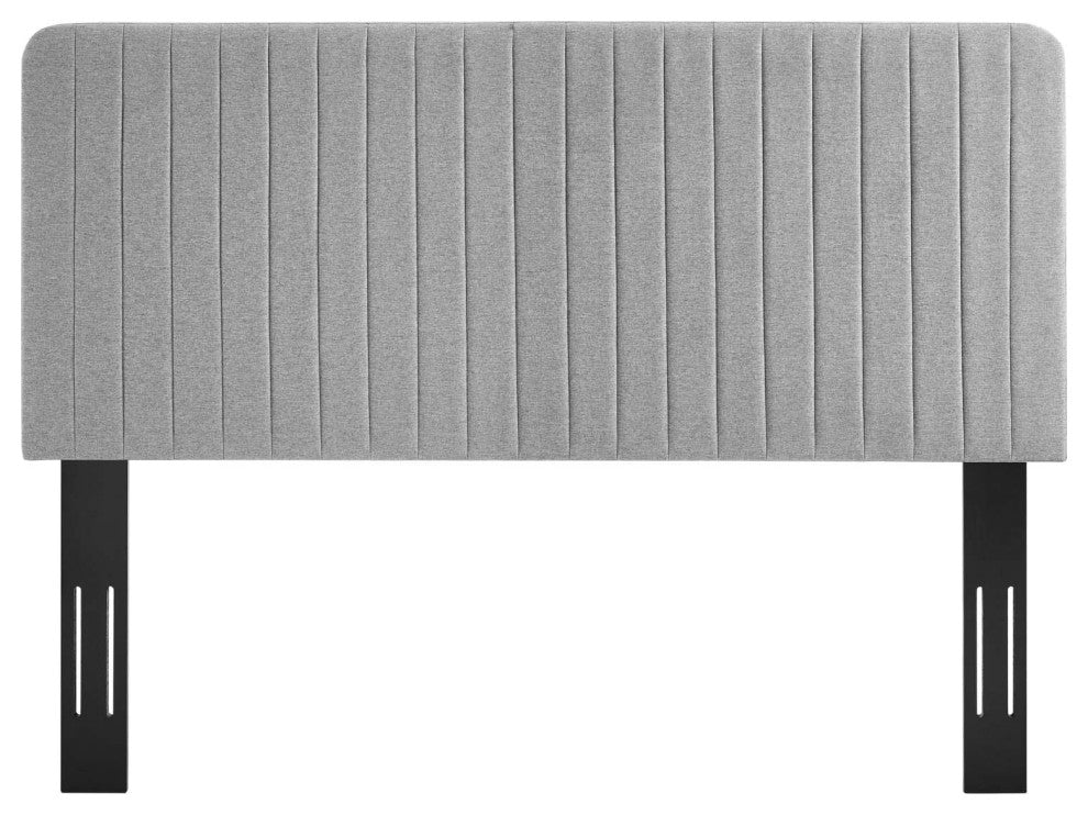 Tufted Upholstered Fabric King/California King Headboard Light Gray