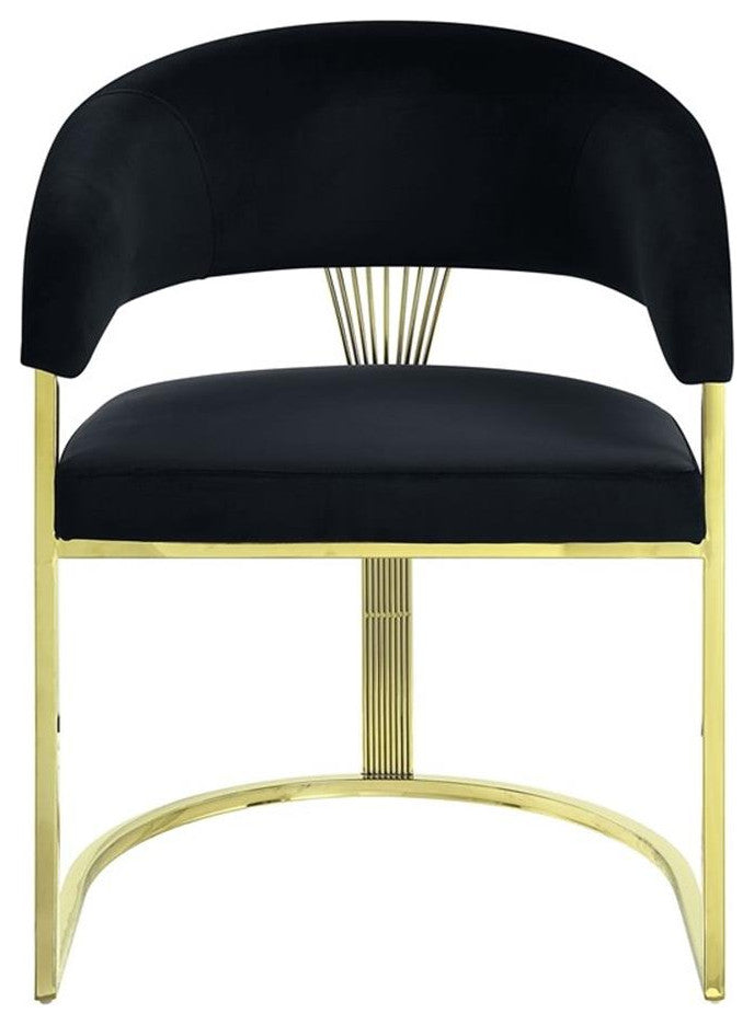 ACME Furniture Fallon 19" Hollow Back Velvet & Metal Side Chair in Black/Gold
