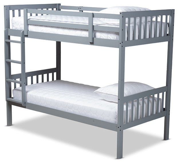 Baxton Studio Jude Modern and Contemporary Grayed Wood Twin Size Bunk Bed
