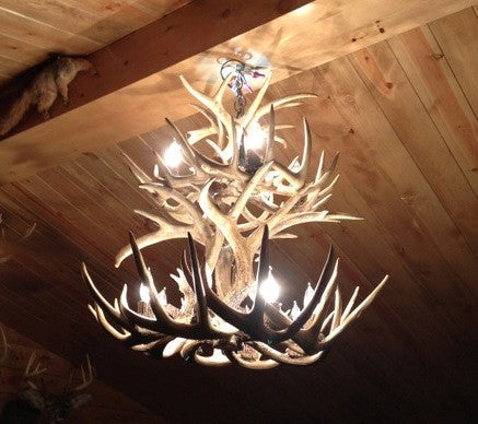 Reproduction Antler Whitetail Double-Tier Chandelier Light, RS-19