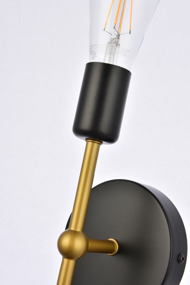 Kayla 1-Light Black and Brass Wall Sconce