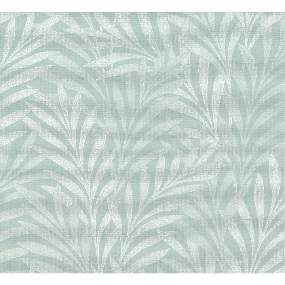 Blue Tea Leaves Stripe Wallpaper