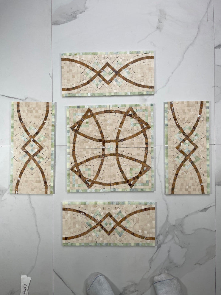 Lovelink Mint 6.3x13.4 Marble Mosaic Border Listello Tile Polished, 1 piece