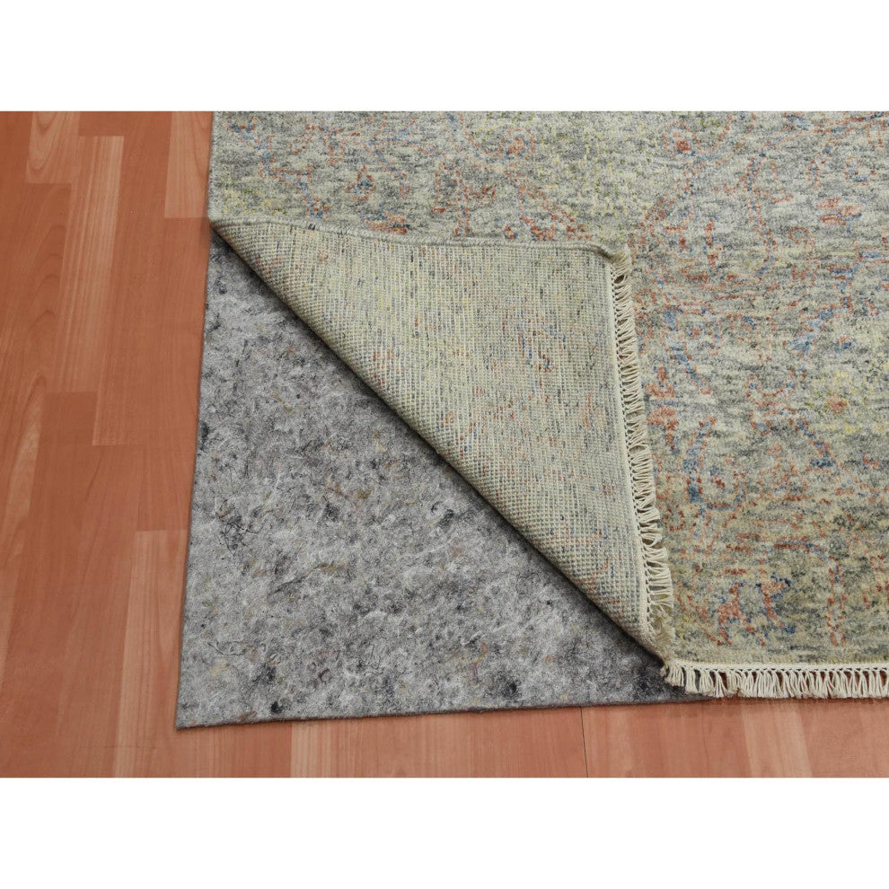 Stone Gray Modern Salt and Pepper Design Pure Wool Hand Knotted Rug, 8'0"x10'2"