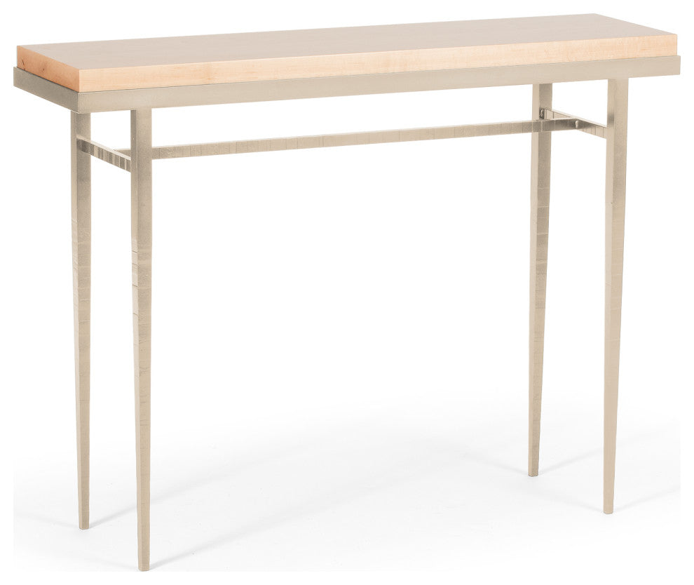 Wick 42" Console Table, Soft Gold Finish, Maple Natural Accents