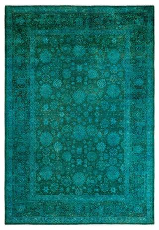 Overdyed, One-of-a-Kind Hand-Knotted Area Rug Green, 6'3"x9'1"