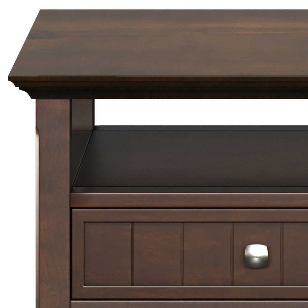 Acadian Solid Wood Coffee Table With Drawer, Brunette Brown