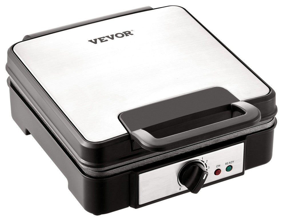 VEVOR 4 Slices Square Waffle Maker 1200W Electric Non-Stick Waffle Iron 120V