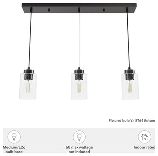 Hartland Noble Bronze With Seeded Glass 3 Light Cluster Ceiling