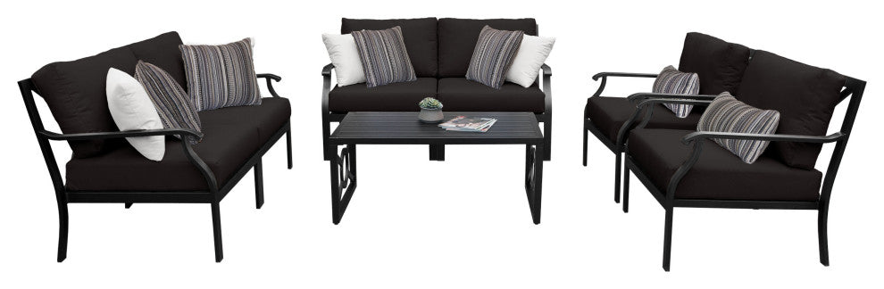 kathy ireland Madison Ave. 7 Piece Aluminum Patio Furniture Set 07e, Onyx