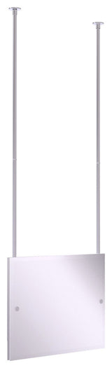 Frameless Landscape Ceiling Hung Mirror with Beveled Edge, Satin Chrome