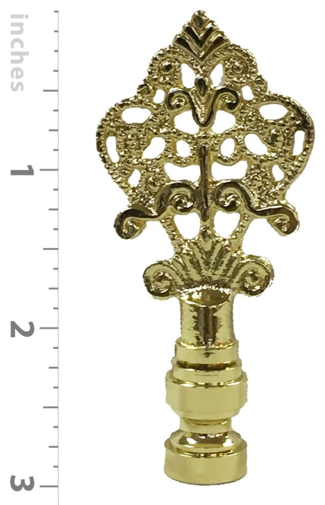 Royal Designs Vintage Key Design Finial, Polished Brass , Single