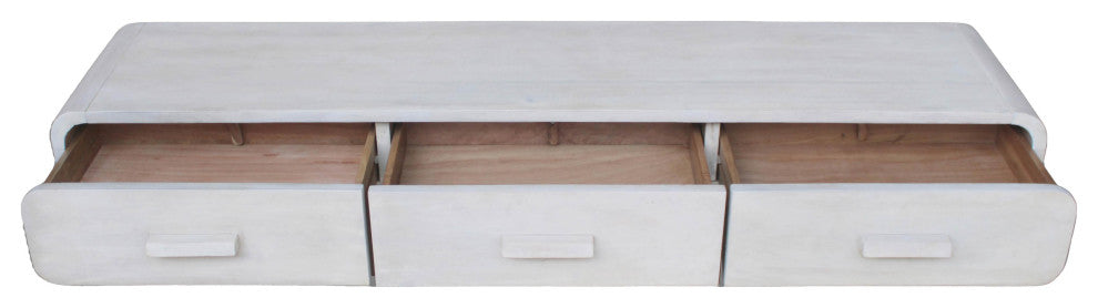 Wood, 71"L Media Stand, 3 Drawers, Whitewash