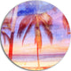 Retro Palms Light Blue Watercolor, Trees Painting Round Wall Art, 38"
