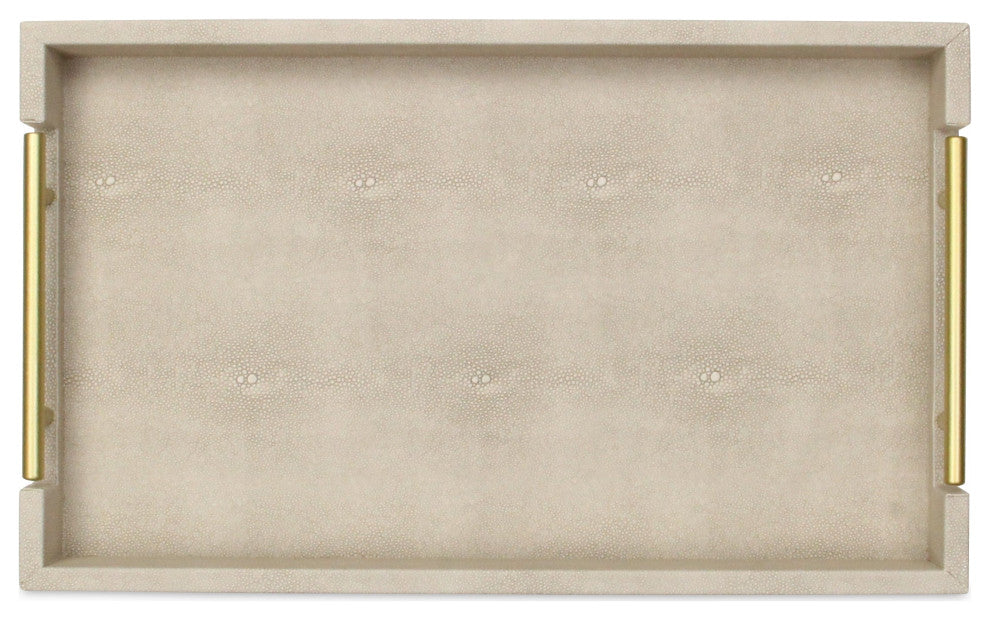 Cream Faux Shagreen Tray with Handles
