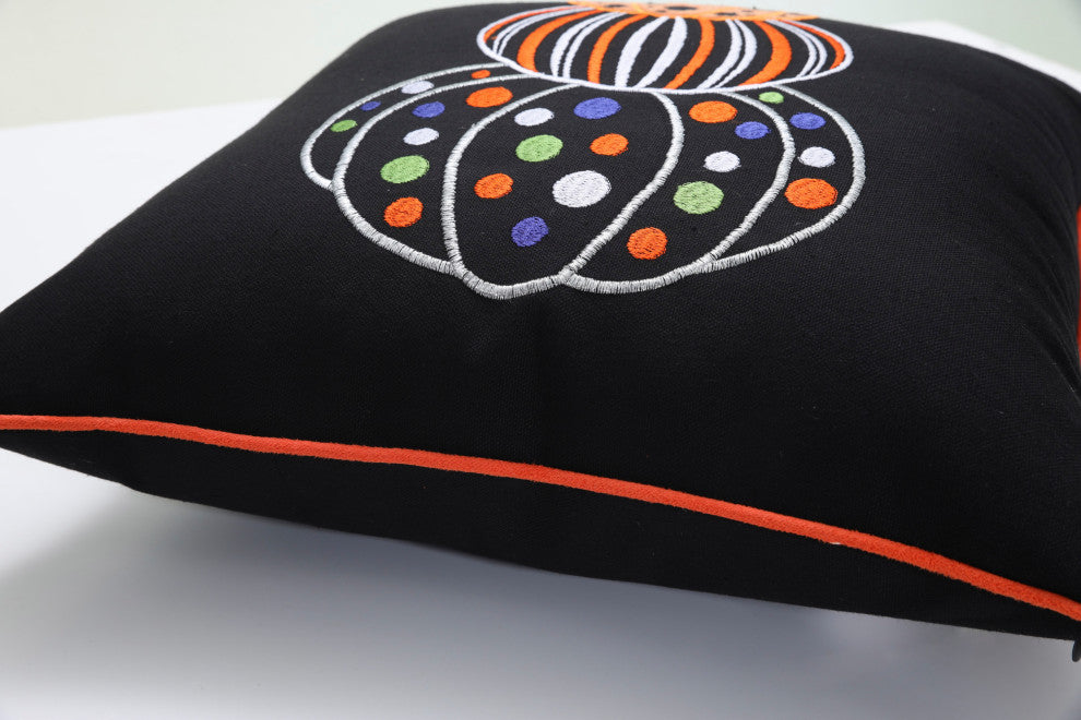 Indoor Pumpkin Stack Black 18" Throw Pillow Cover