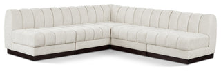 Quinn Chenille Upholstered 5-Piece L-Shaped Modular Sectional, Cream