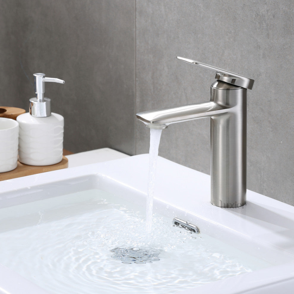Luxier BSH07-S Single-Handle Bathroom Faucet with Drain, Brushed Nickel
