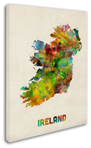 'Ireland Watercolor Map' Canvas Art by Michael Tompsett