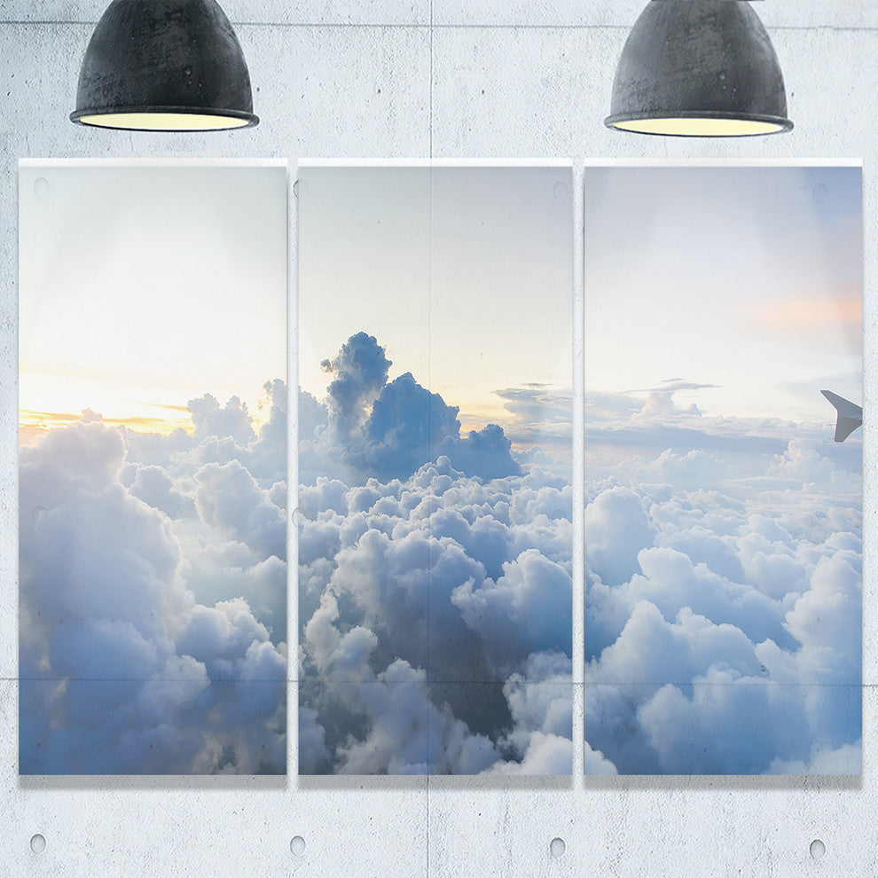 "Light Blue Heavy Clouds in Sky" Metal Wall Art, 3 Panels, 36"x28"