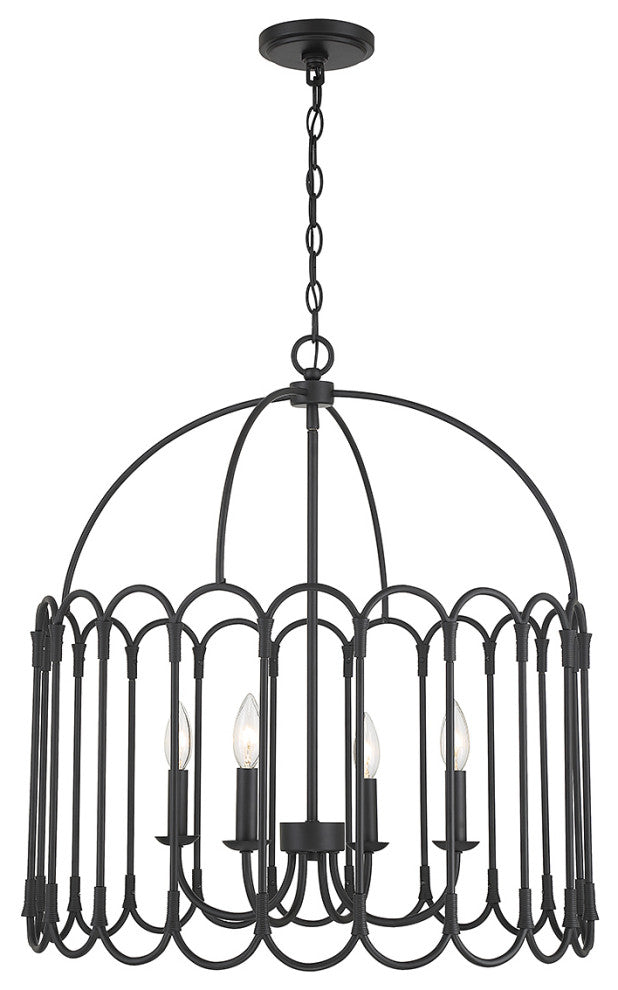 4-Light Pendant, Matte Black, Matte Black