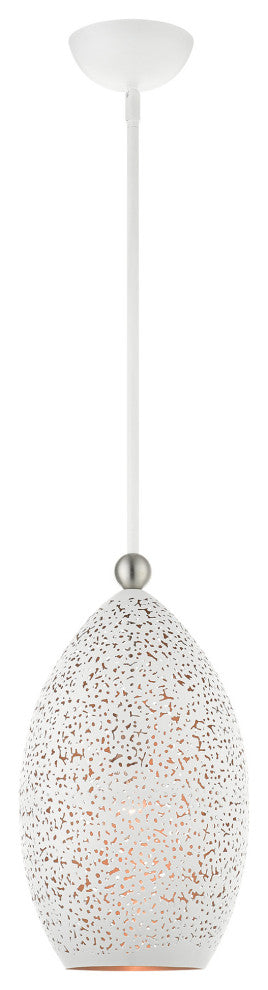 Livex Lighting Charlton 1 Light White With Brushed Nickel Accents Pendant