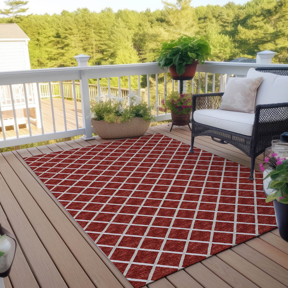 Indoor/Outdoor York YO1 Red Machine Washable 3' x 5' Rug