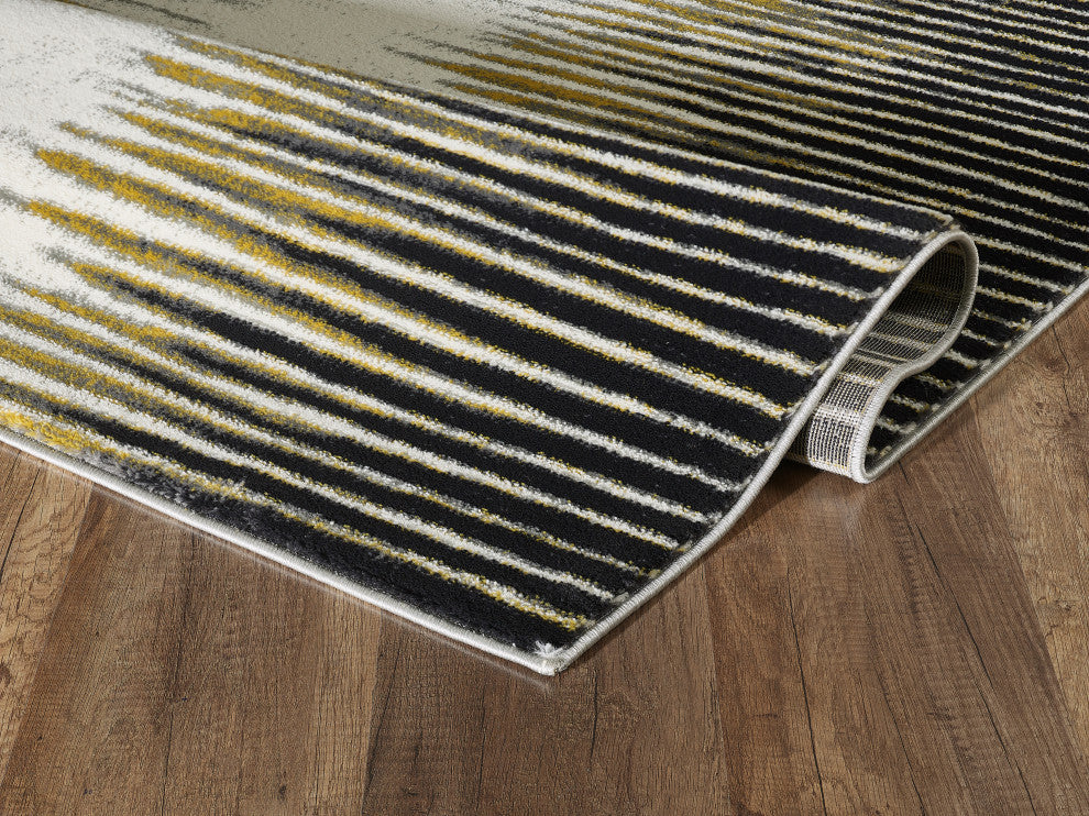 Abani Laguna LAG180A Abstract Striped Yellow and Grey Area Rug