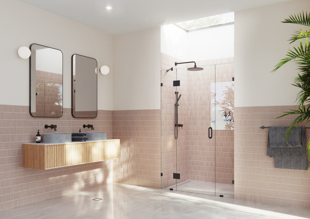 48"Wx78"H Frameless 3 Panel Inline Shower Door, Matte Black