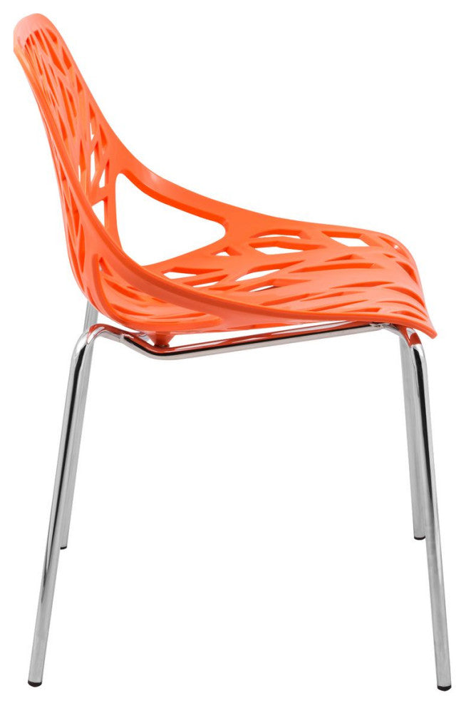 LeisureMod Modern Asbury Dining Chair With Chromed Legs, Set of 4