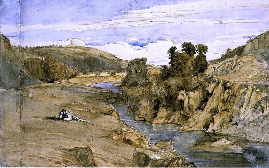 Paul Huet Riverbank Saint-Thomas near Bort-les-Orgues Wall Decal