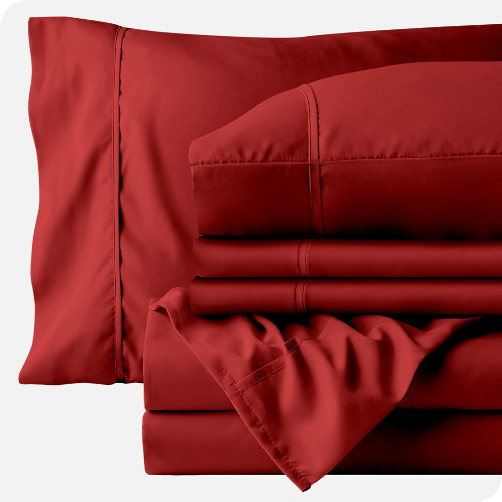 Bare Home 6-Piece Microfiber Sheet Set, Red, King