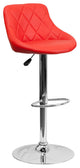 Vinyl Bucket Seat Adjustable Height Barstool, Red