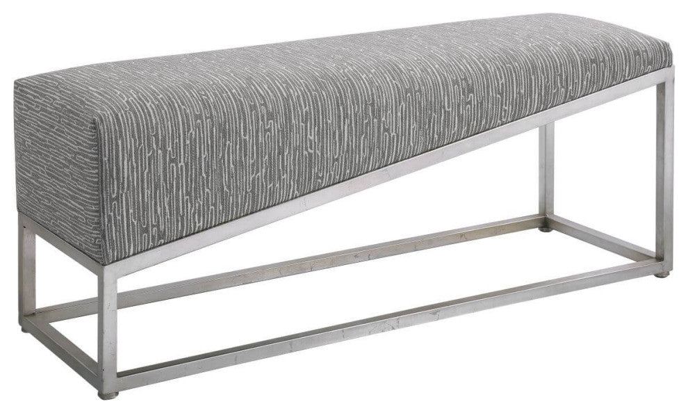 Uttermost Uphill Climb 48x21" Geometric Bench, Brushed Silver