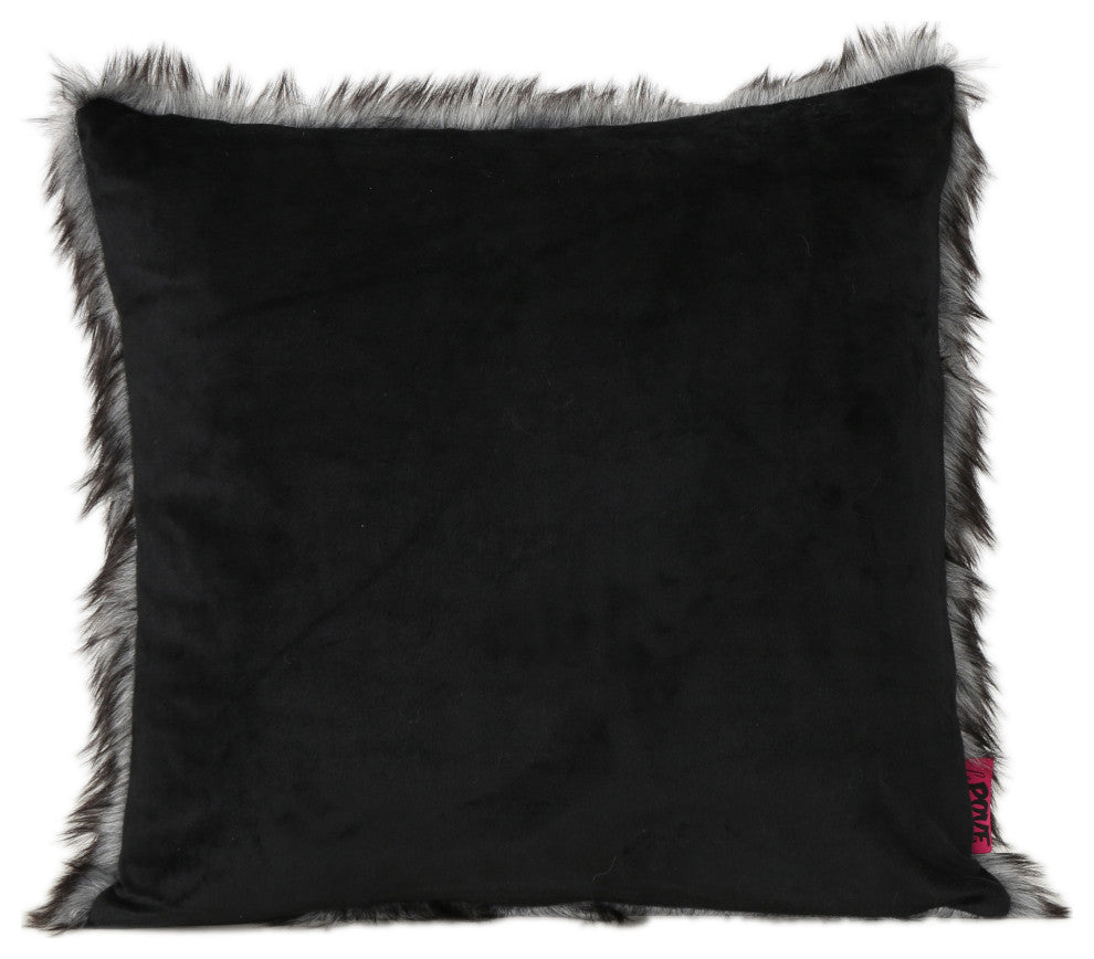 GDF Studio Laraine Furry Glam Black and White Streak Faux Fur Throw Pillow