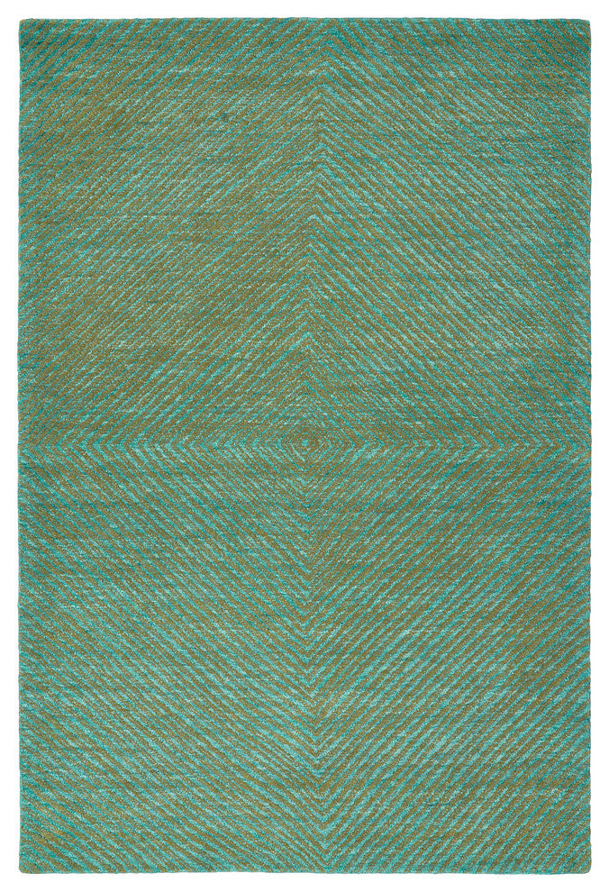 Kaleen Hand-Tufted Textura Wool Rug, Turquoise, 3'6"x5'6"