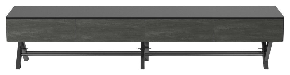 High Gloss Mirror Glass Entertainment Unit With Chrome Legs, Gray