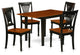 5Pc Dinette Set, Rectangular Table, 4 Chair, Solid Wood Seat, Black-Cherry