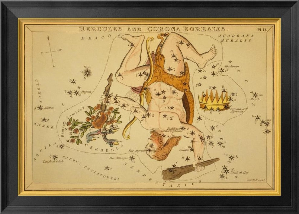 "Hercules and Corona Borealis, 1825"  by Jehoshaphat Aspin, 28x20"