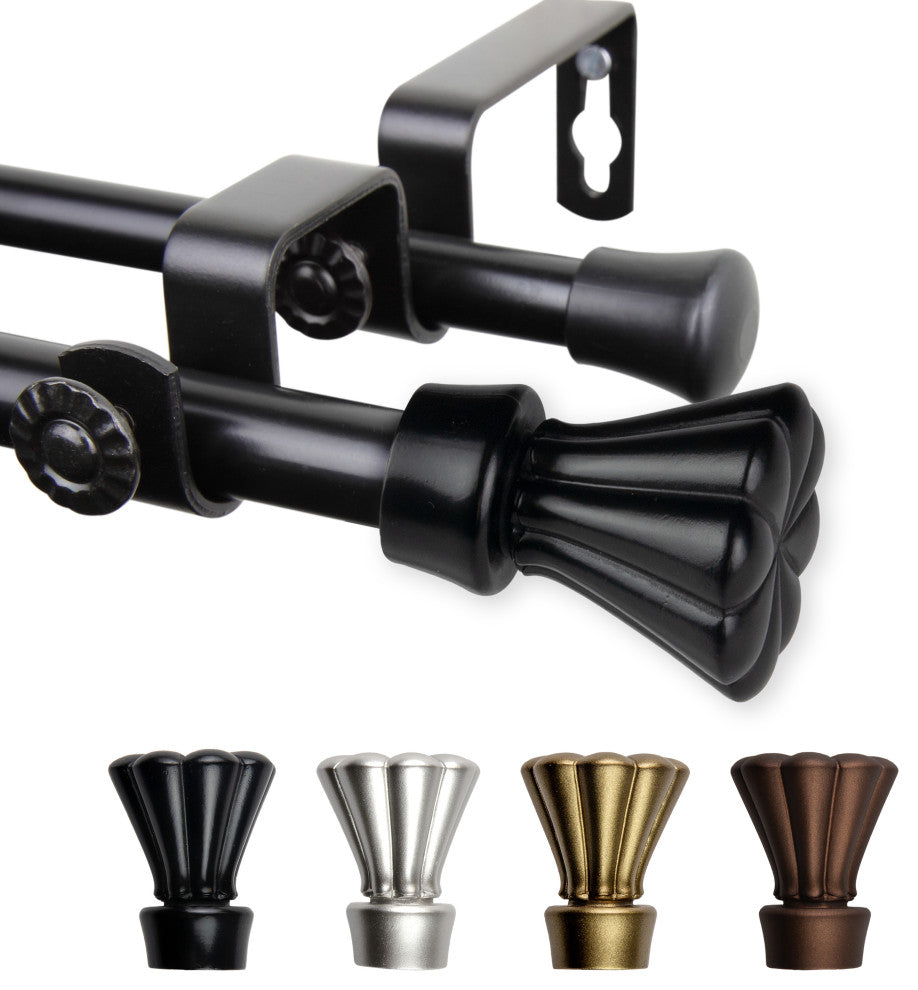 Pasha 5/8" Double Curtain Rod Black