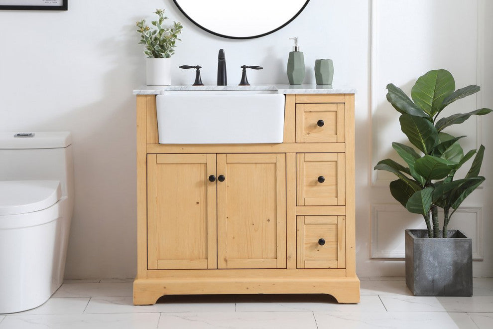 Home Living 22" Farmhouse Natural Wood-Light Bathroom Vanity