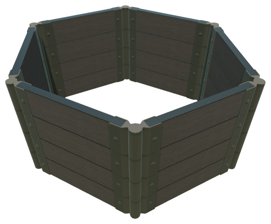 Weathered 2" Tool Free: 2x2x22' Garden Raised Bed, Hexagon Jefferson