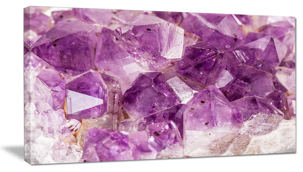 Purple Amethyst Macro, Abstract Canvas Wall Art Print, 32"x16"
