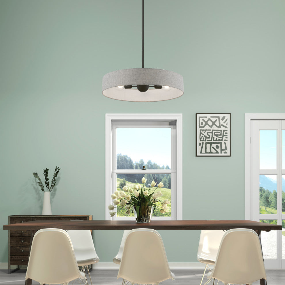 Elmhurst 5 Light Black Large Drum Pendant