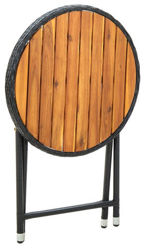 vidaXL Bistro Table Folding Outdoor Side Table Solid Acacia Wood PE Rattan