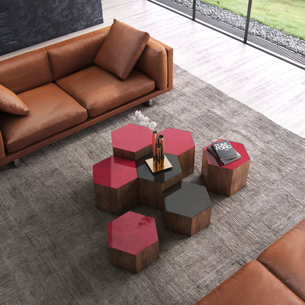 Centre Occasional Table, Black on Walnut, Large 18"
