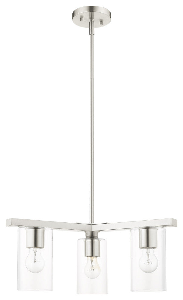 Livex Lighting Zurich 3 Light Brushed Nickel Chandelier