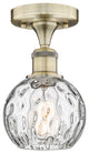Athens-1 Light 6" Semi-Flush Mount-Antique Brass, Clear Water Glass Shade