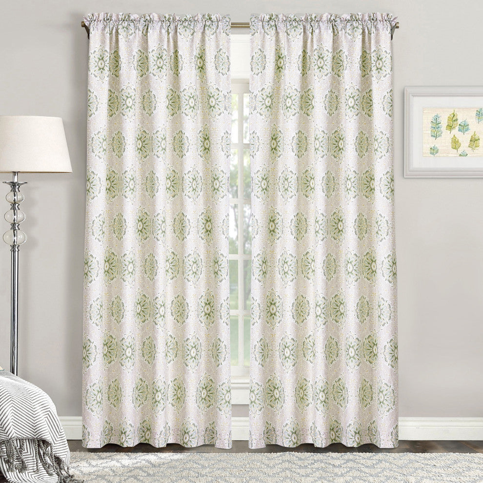 Bloom Medallion 2 Piece Curtain Set, Taupe, 2 Panels 60" X 84"