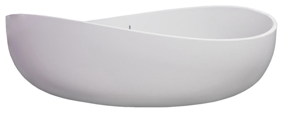 CastelloUSA Newport 71" Solid Surface Stone Resin Freestanding Bathtub, White